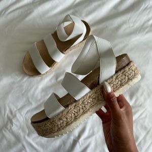 WHITE STRAP ESPADRILLE PLATFORM SANDALS